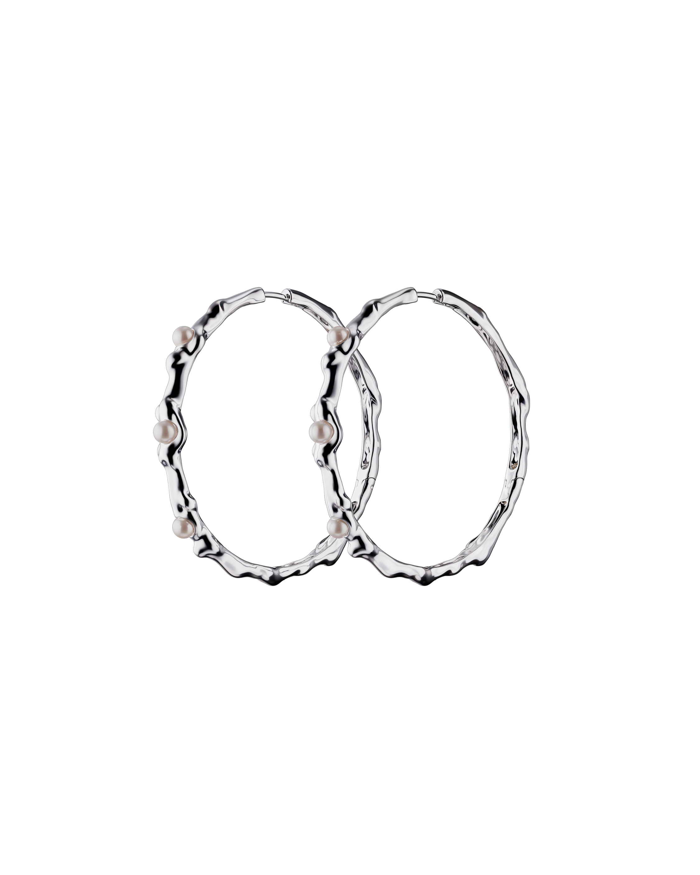 Ripple Pearl Hoops