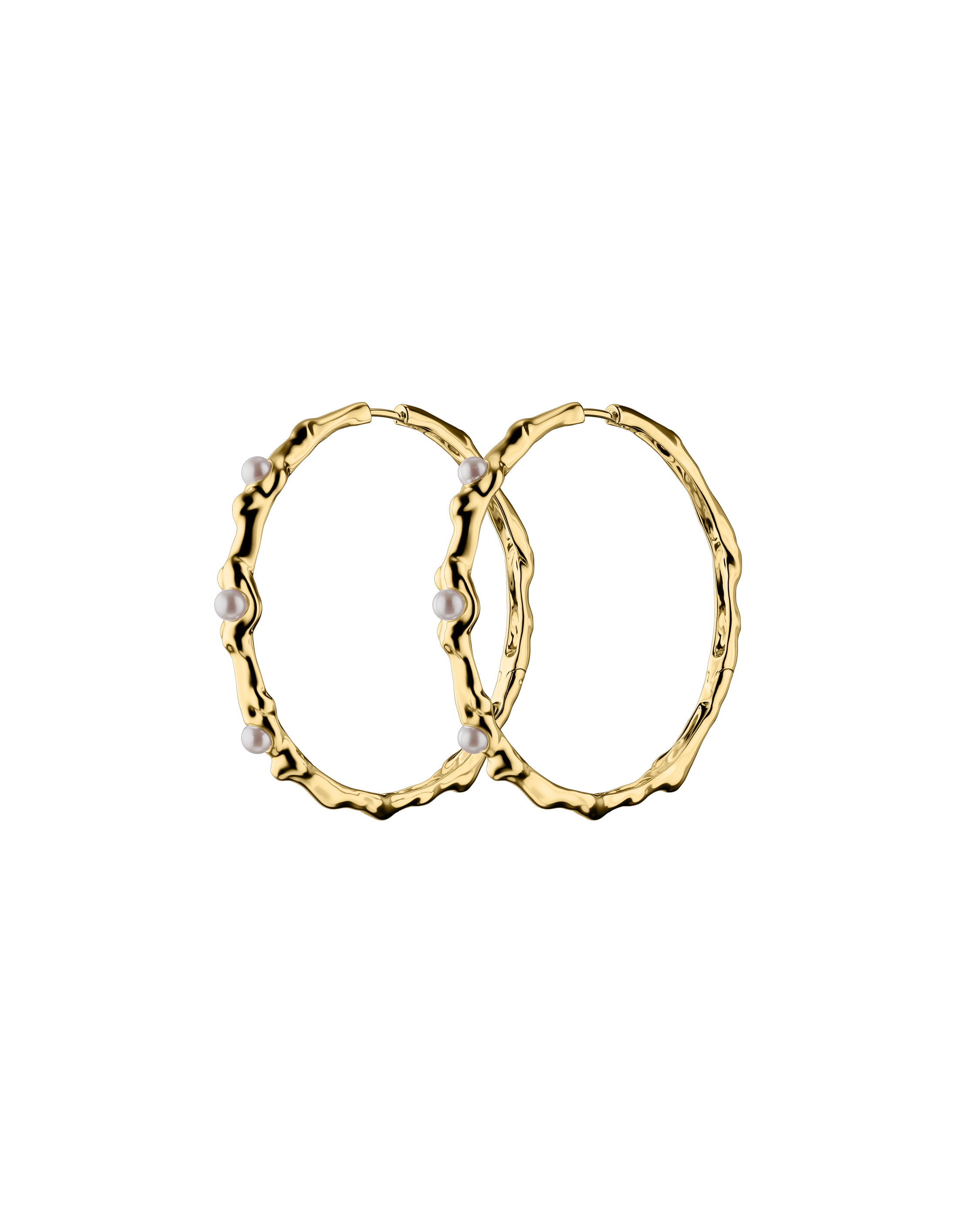 Ripple Pearl Hoops